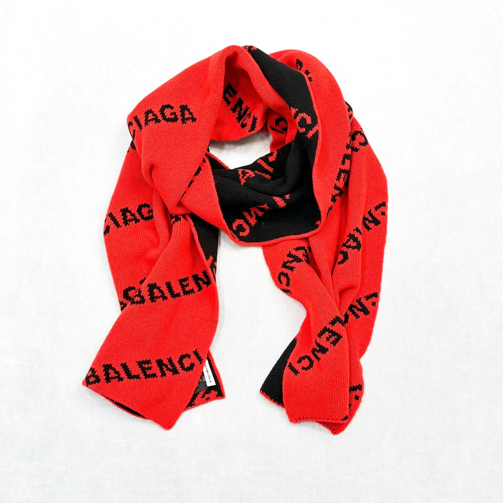 全新BALENCIAGA SCARF MACRO 30x205cm 紅黑色羊毛 #巴黎世家圍巾 #男女合用 #BRAND NEW #香榭站正品