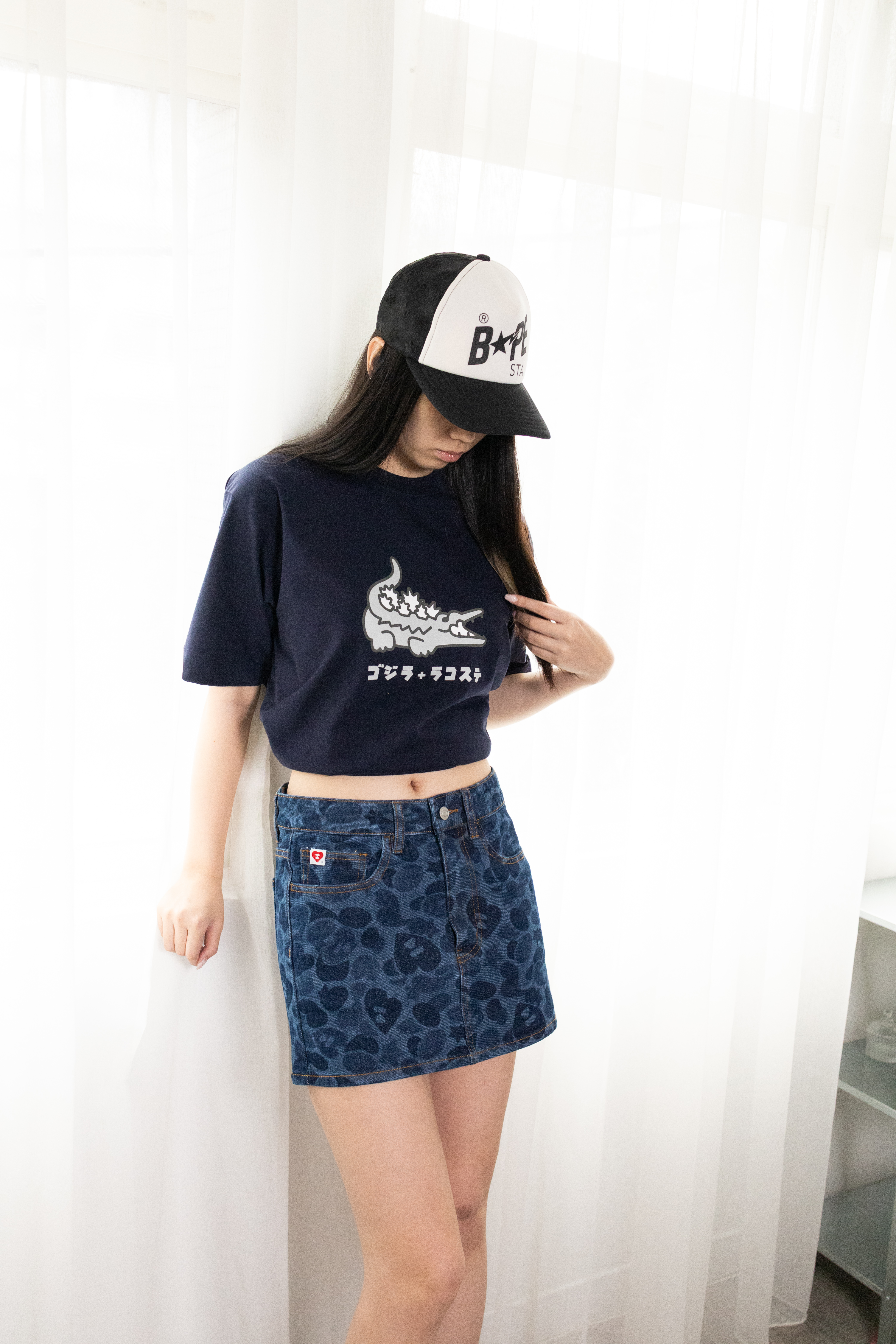 LACOSTE X GODZILLA 2.0 「GODZILLACOSTE」 T-SHIRT 哥吉拉鱷魚 插圖短T 白色/深藍-TH04GZJ99