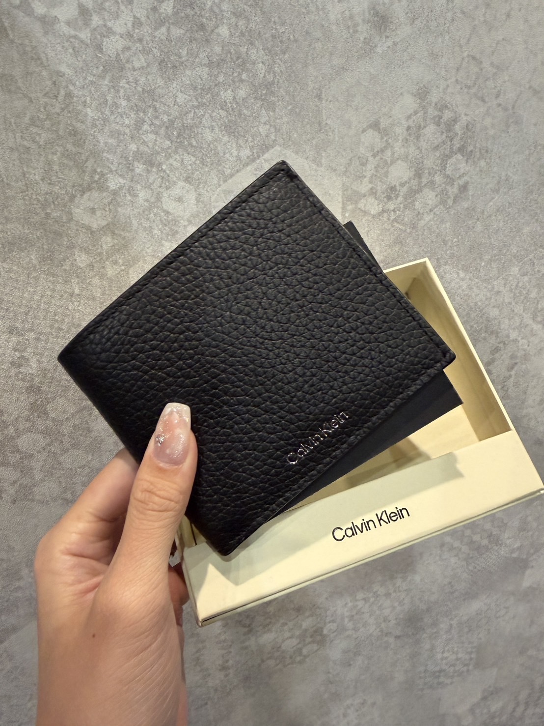 Calvin Klein CK 荔枝紋皮革 零錢袋 短夾 短夾禮盒