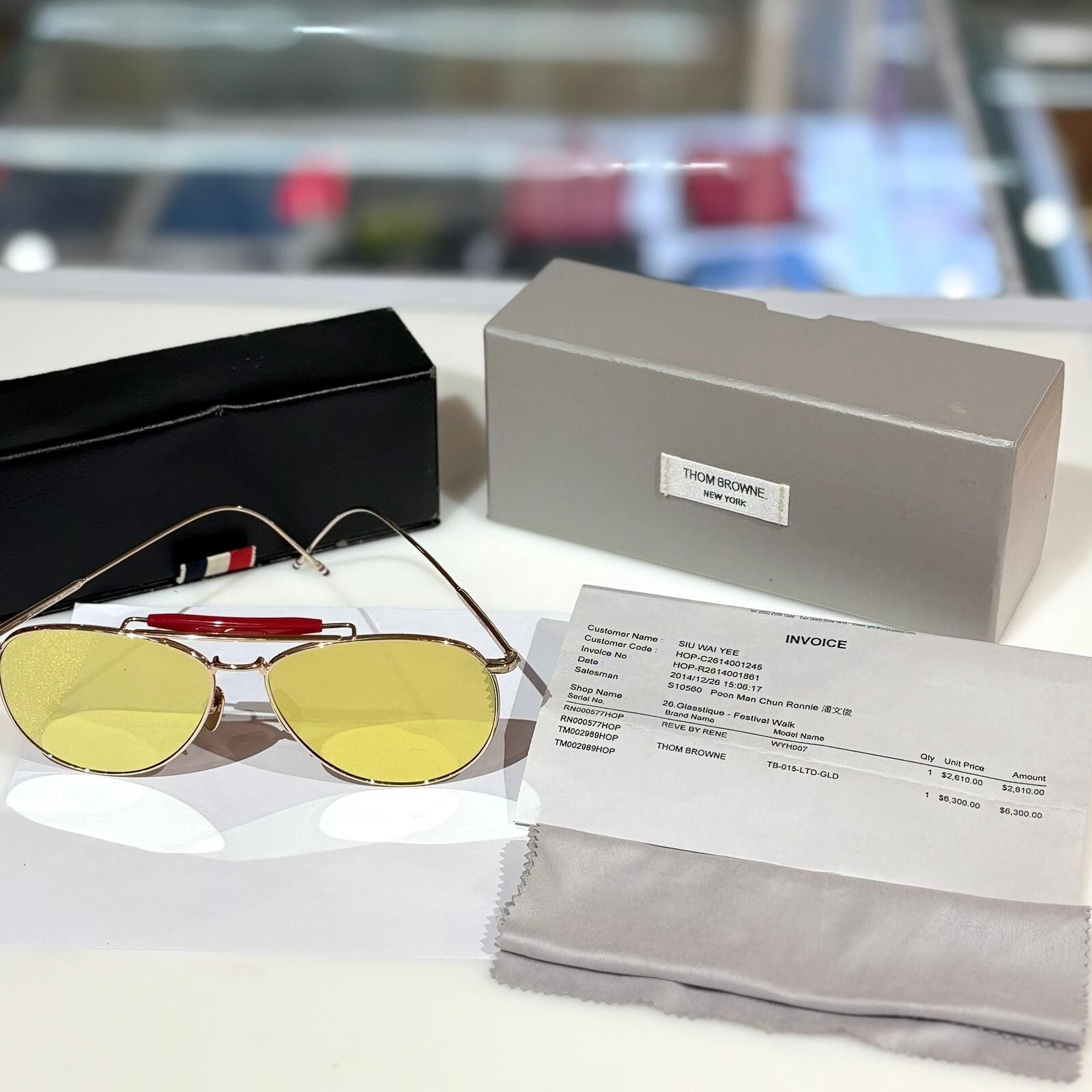 98%NEW二手THOM BROWNE 太陽眼鏡 TB 015 LTD GLP 黃金色墨鏡/香檳金鏡腿 #香榭站正品