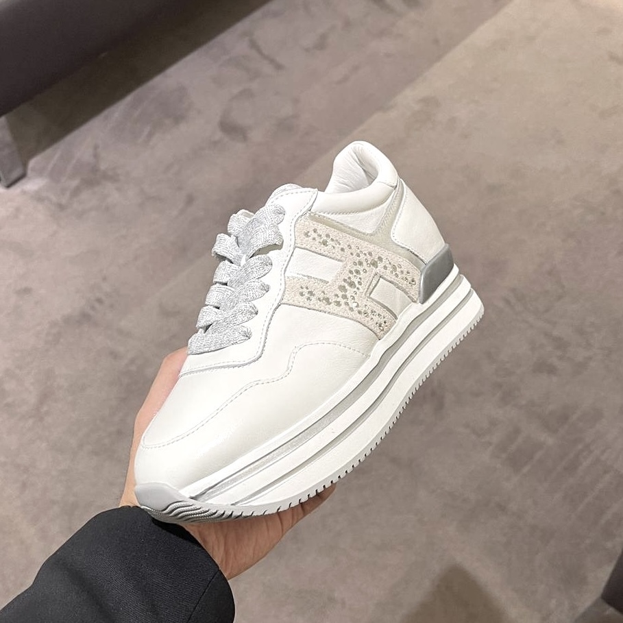 Hogan midi H483 sneakers white silver