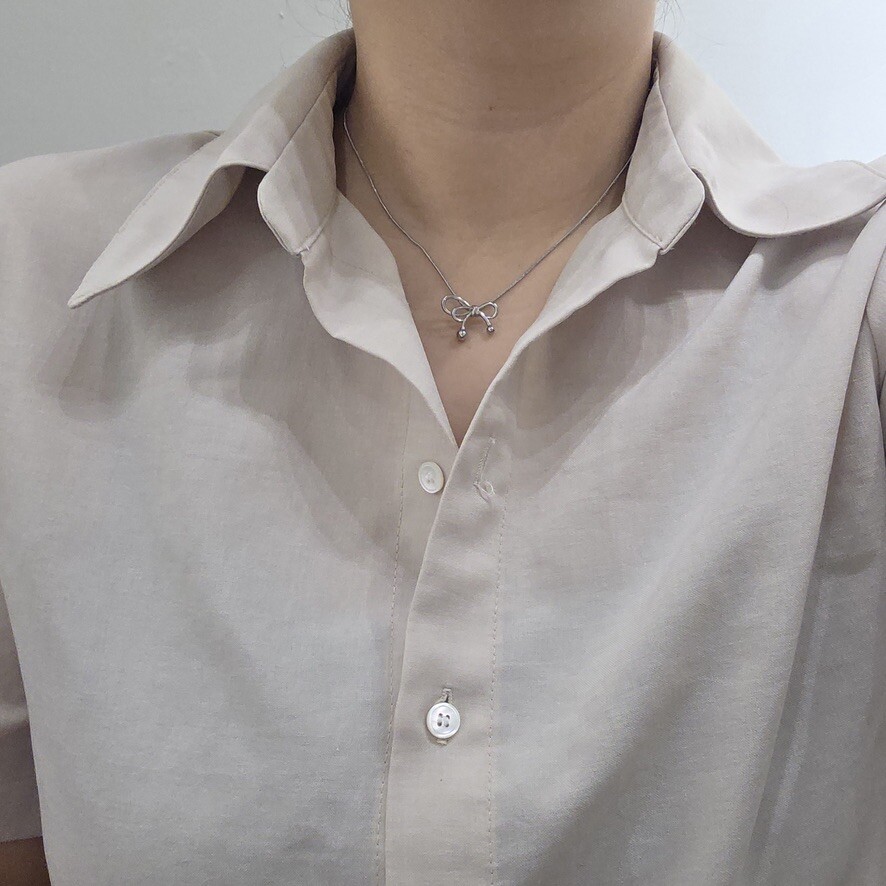 36247 醫療鋼立體蝴蝶結項鍊