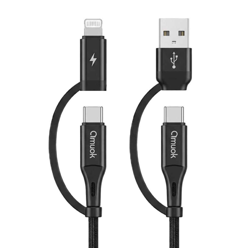 【amuok】四合一60W充電線 USB+TC+TC+Lightning