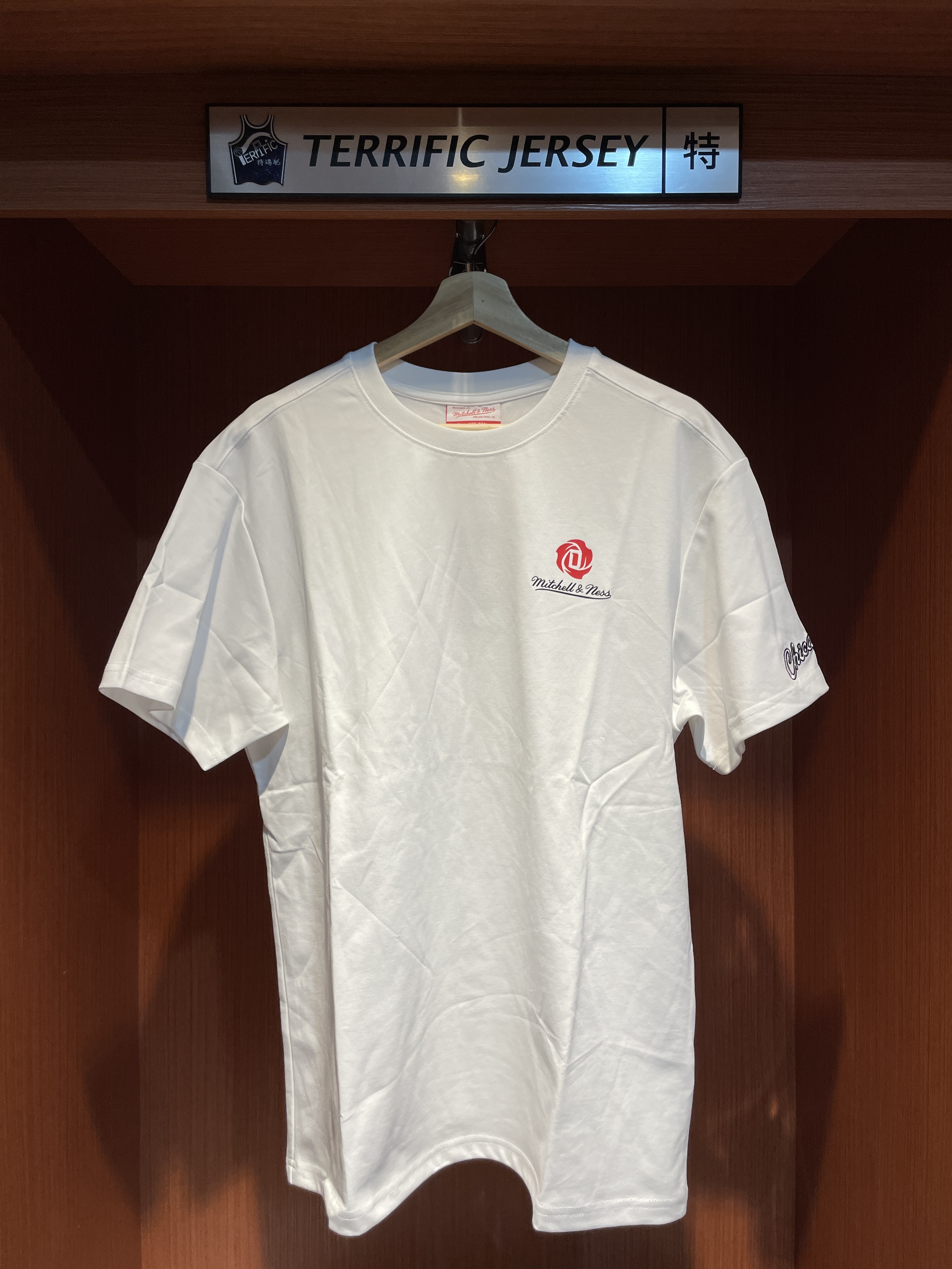 NBA短袖 Derrick Rose 芝加哥公牛 白 小隊徽 M&N Logo Tee 棉質 全新
