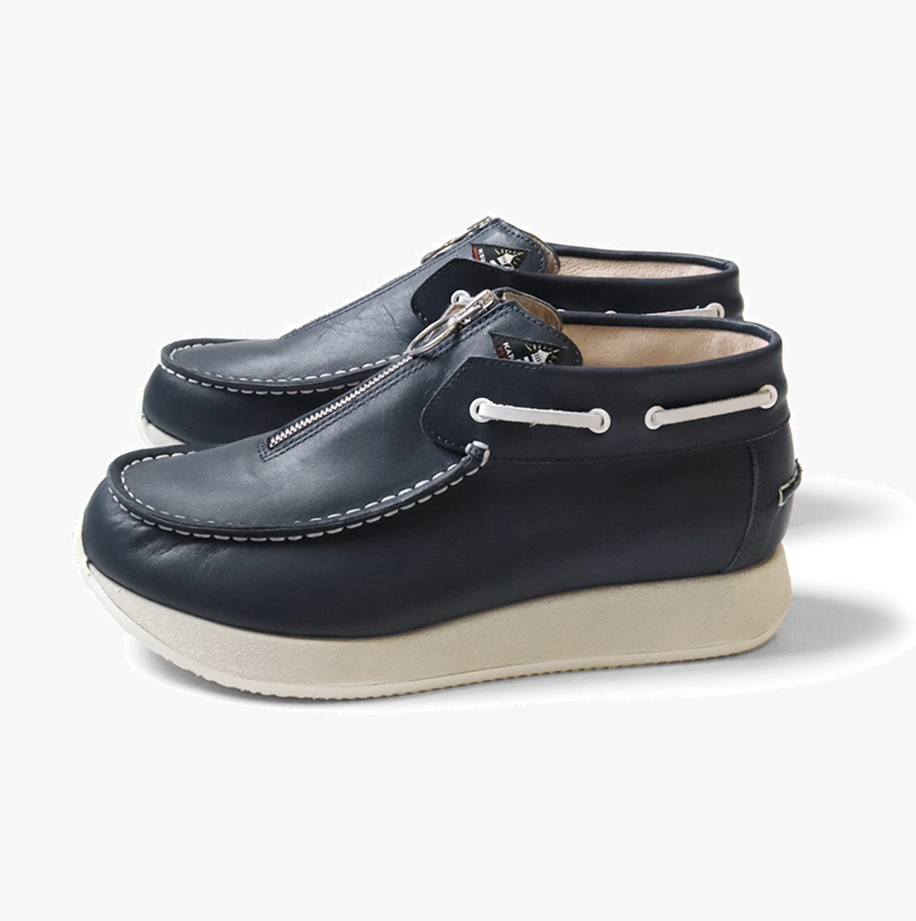 KAPITAL LEATHER ZIP DECK SNEAKERS - NAVY PRE ORDER ITEM (預訂中)