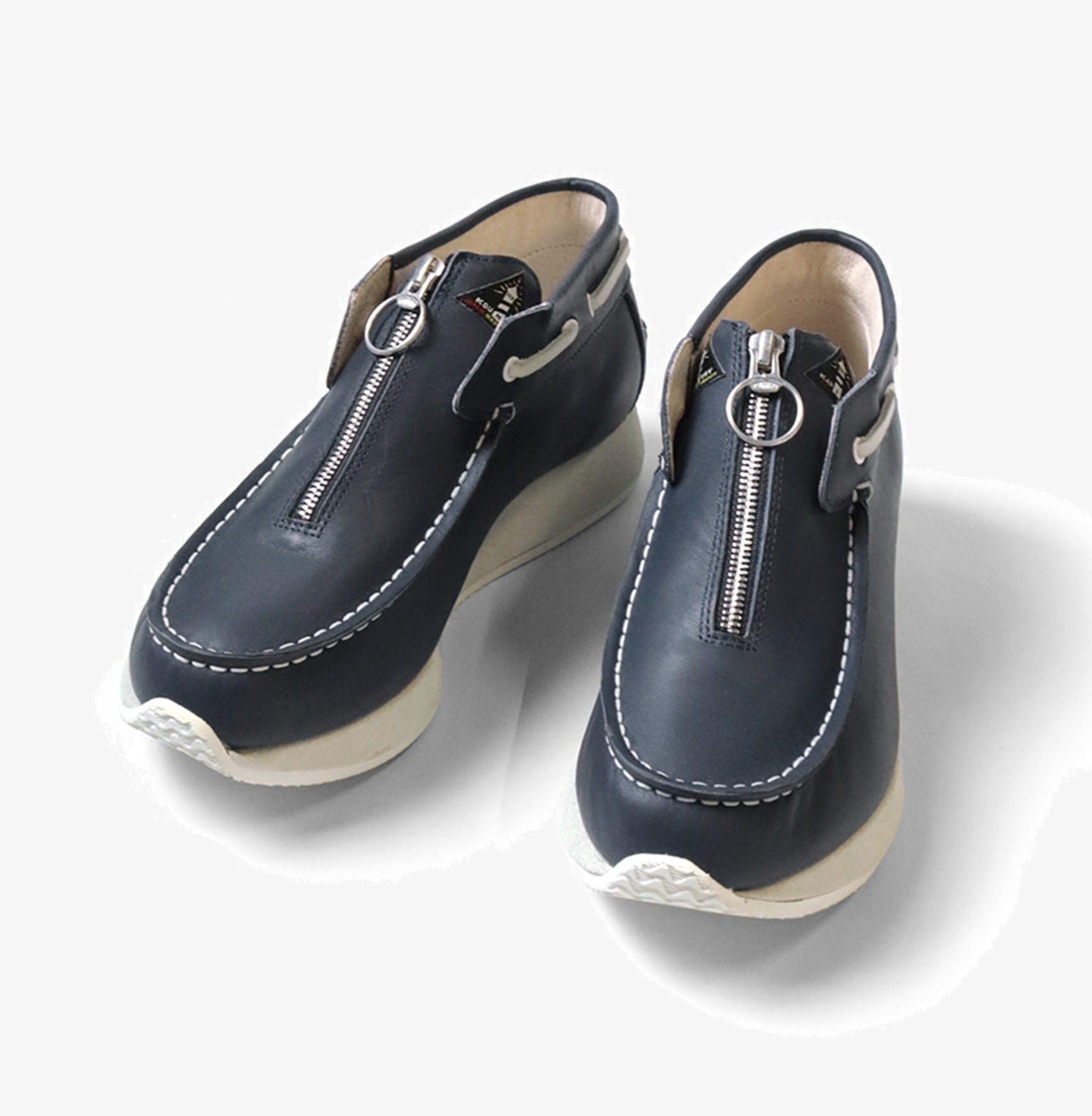 KAPITAL LEATHER ZIP DECK SNEAKERS - NAVY PRE ORDER ITEM (預訂中)