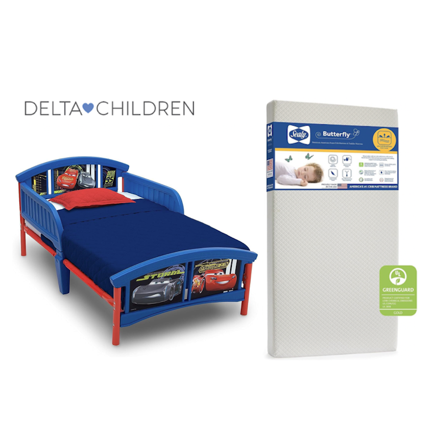 美國 Delta Children 反斗車王幼童床架 + 美國製 Sealy Butterfly 幼童床褥套裝