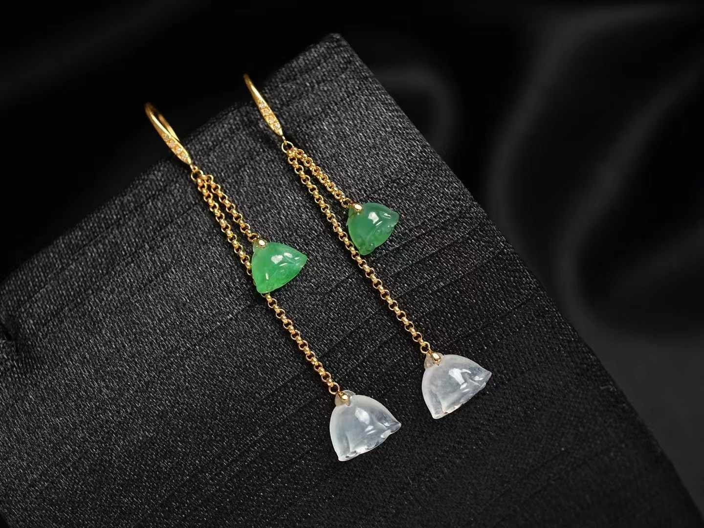 翡翠陽縫蓮蓬耳墜,天然翡翠A玉, 緬甸玉, Jade, Jadeite