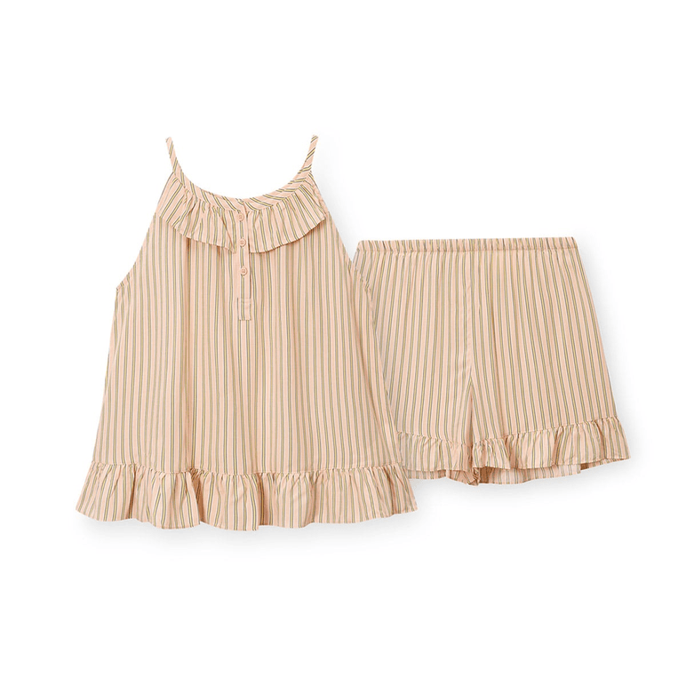 ORCITÉ｜[短袖睡衣|女裝款] F118 自帶冰涼感 夏天超舒服 橘綠間條睡衣