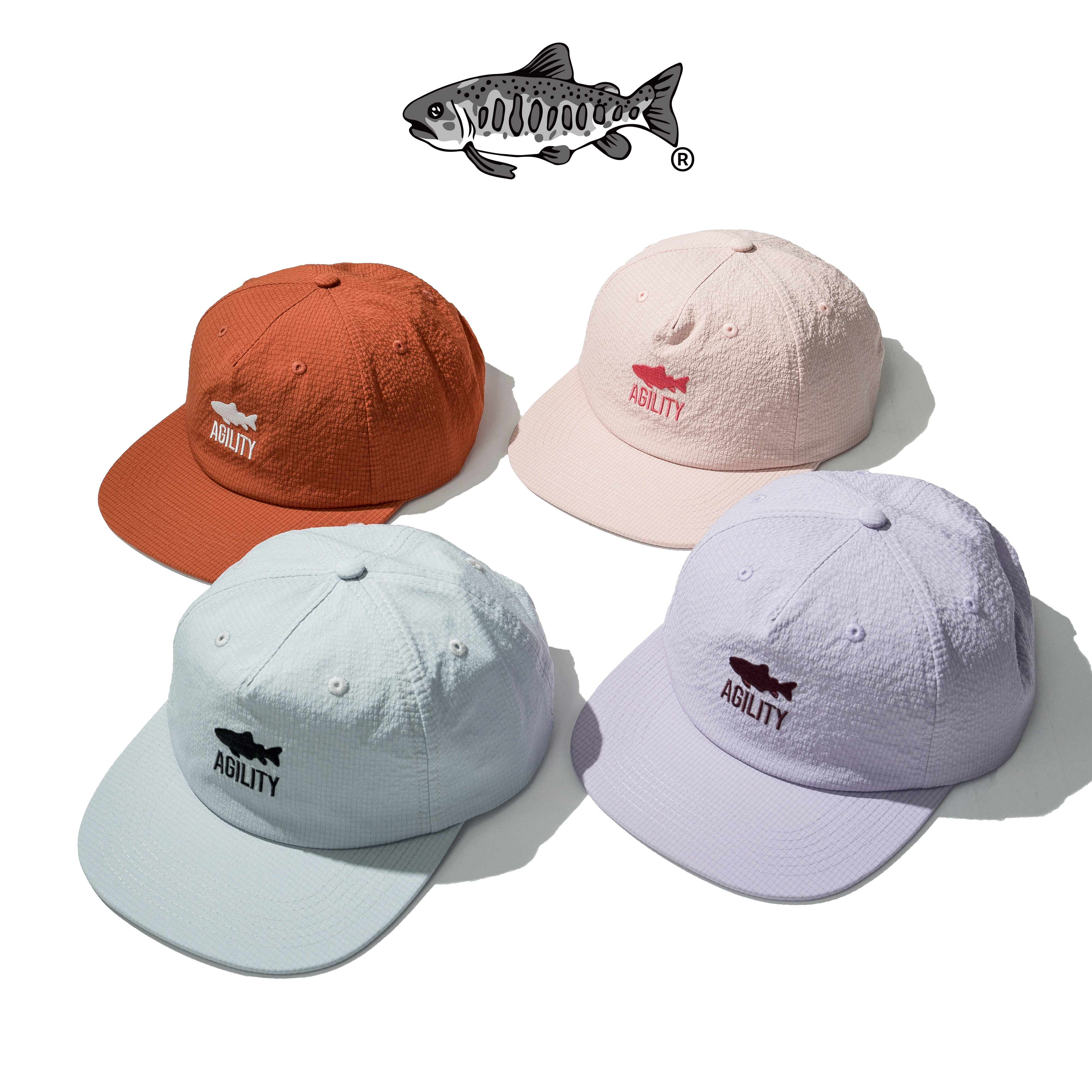 AGILITY Seersucker 6 Panel Cap 魚影刺繡 泡泡紗 六分割帽 [CA5]