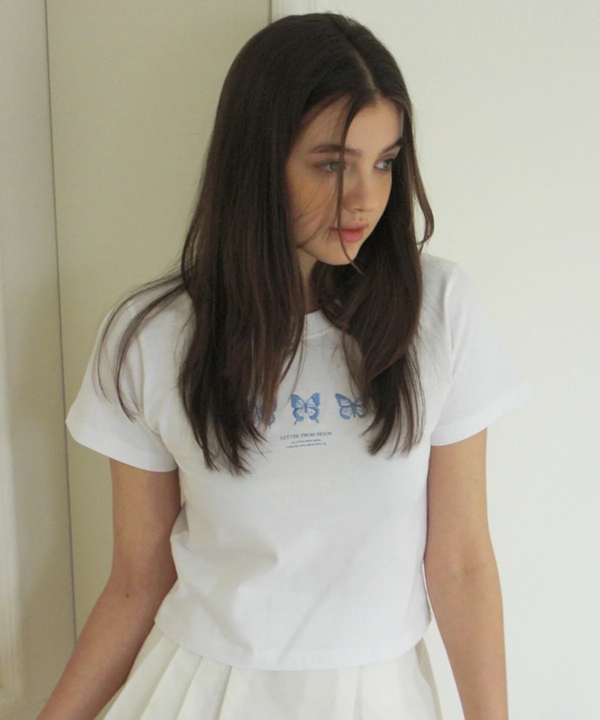 Letter From Moon Triple Butterfly Crop Short Sleeve T-shirt