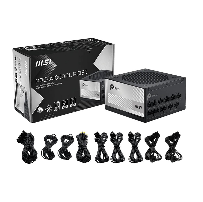 MSI 微星 PRO A850PL/A1000PL PCIE5 ATX3.1 850W/1000W 電源供應器