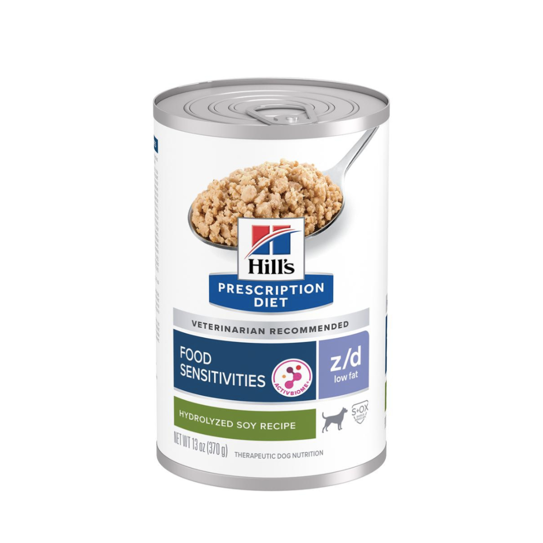 Hill's - 處方食品犬用 Z/D皮膚/食物敏感低敏低脂水解大豆罐頭13安士 (12罐)