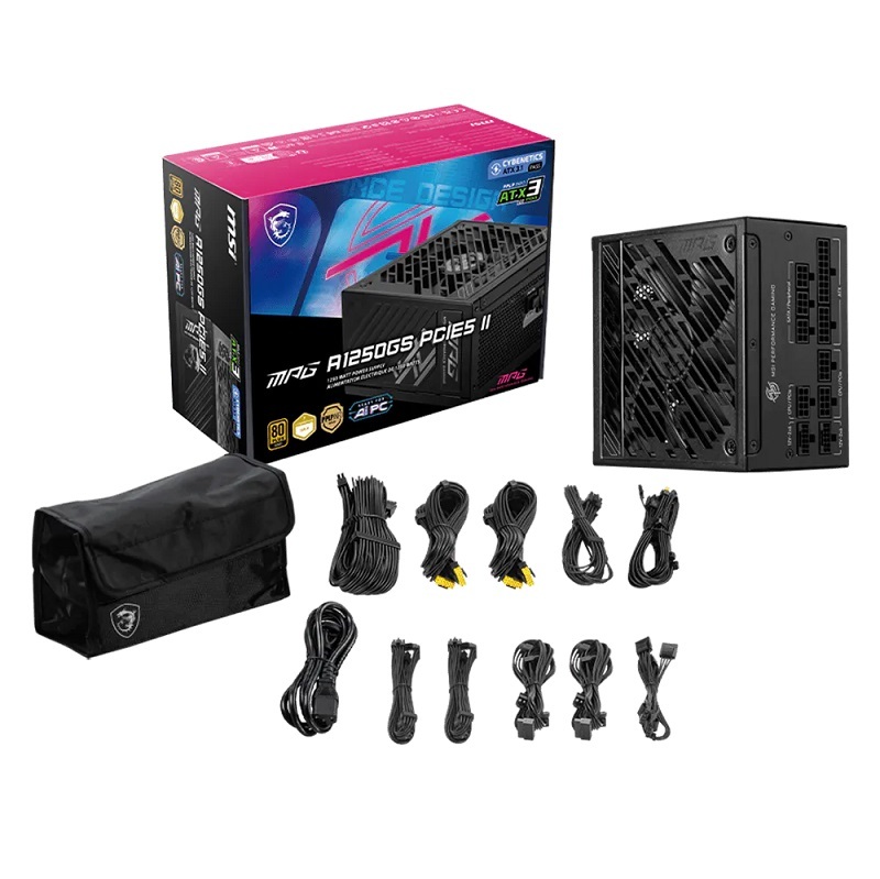 MSI微星 MPG A1250GS/A1000GS PCIE5 II ATX 3.1 1250W/1000W 電源供應器
