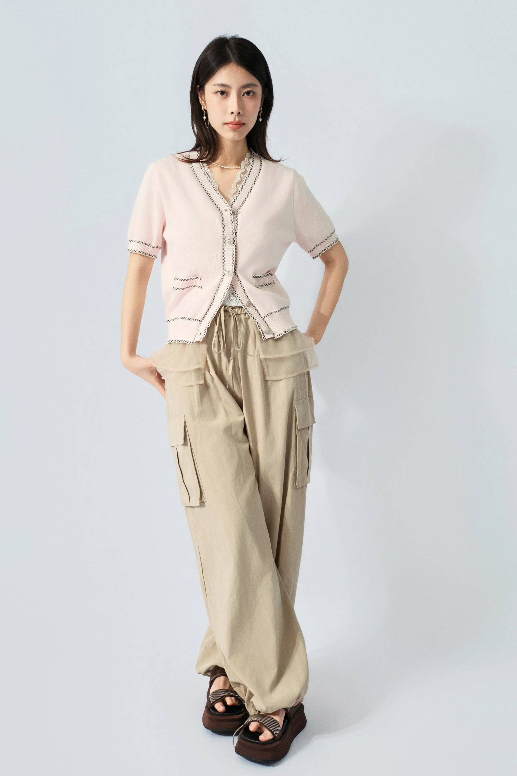 仿車線邊短袖cardigan（預購產品）