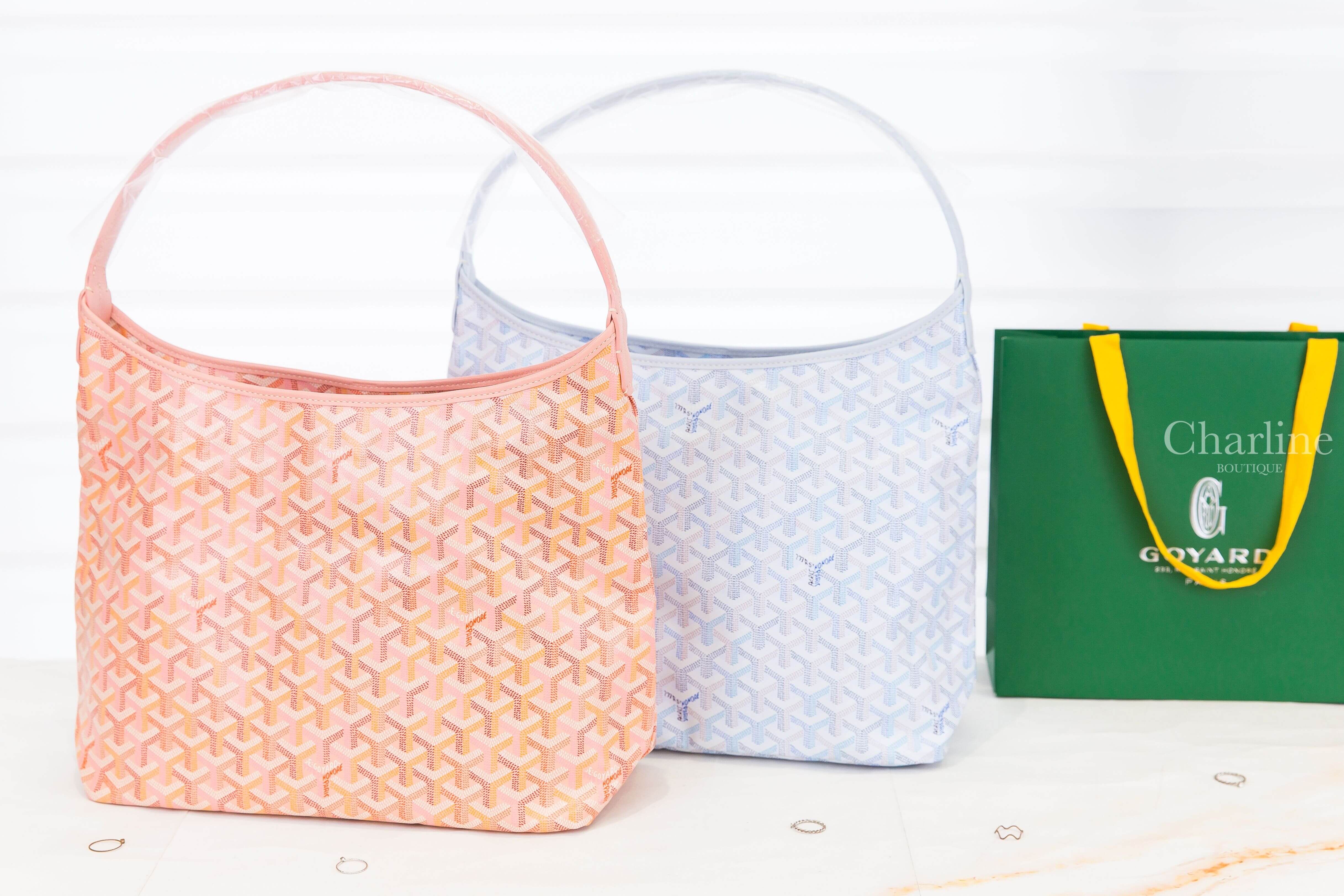 Goyard Hobo Bohème PM Multicoloured 腮紅粉帆布小牛皮手提肩背包,Goyard Hobo Bohème PM Multicoloured 極地藍帆布小牛皮手提肩背包-Charline Boutique 精品代購