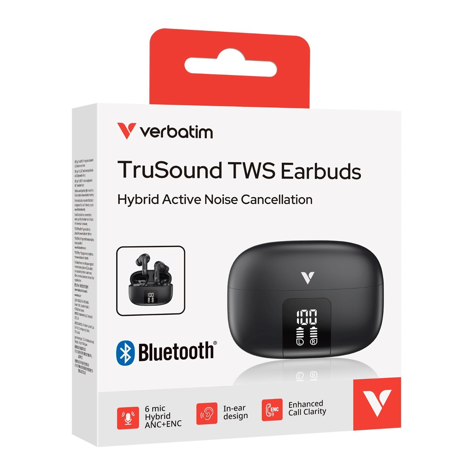 Verbatim TruSound Bluetooth Earbuds with Hybrid ANC - 30199 - Black