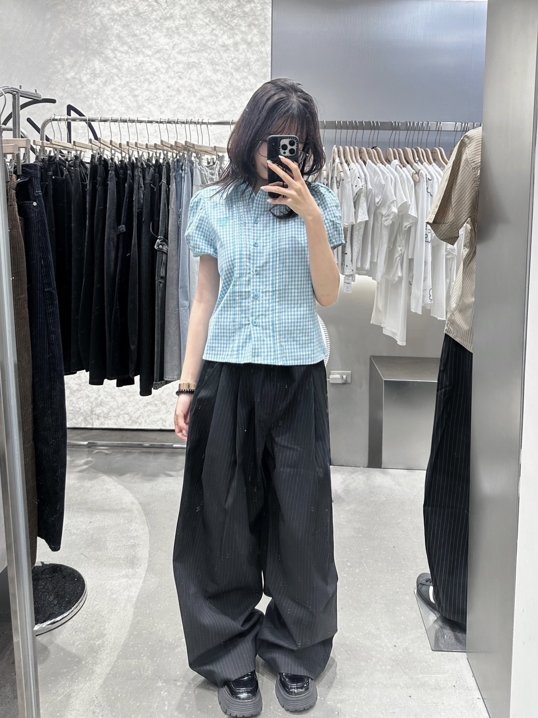EM8669 格紋小標短襯 (R)