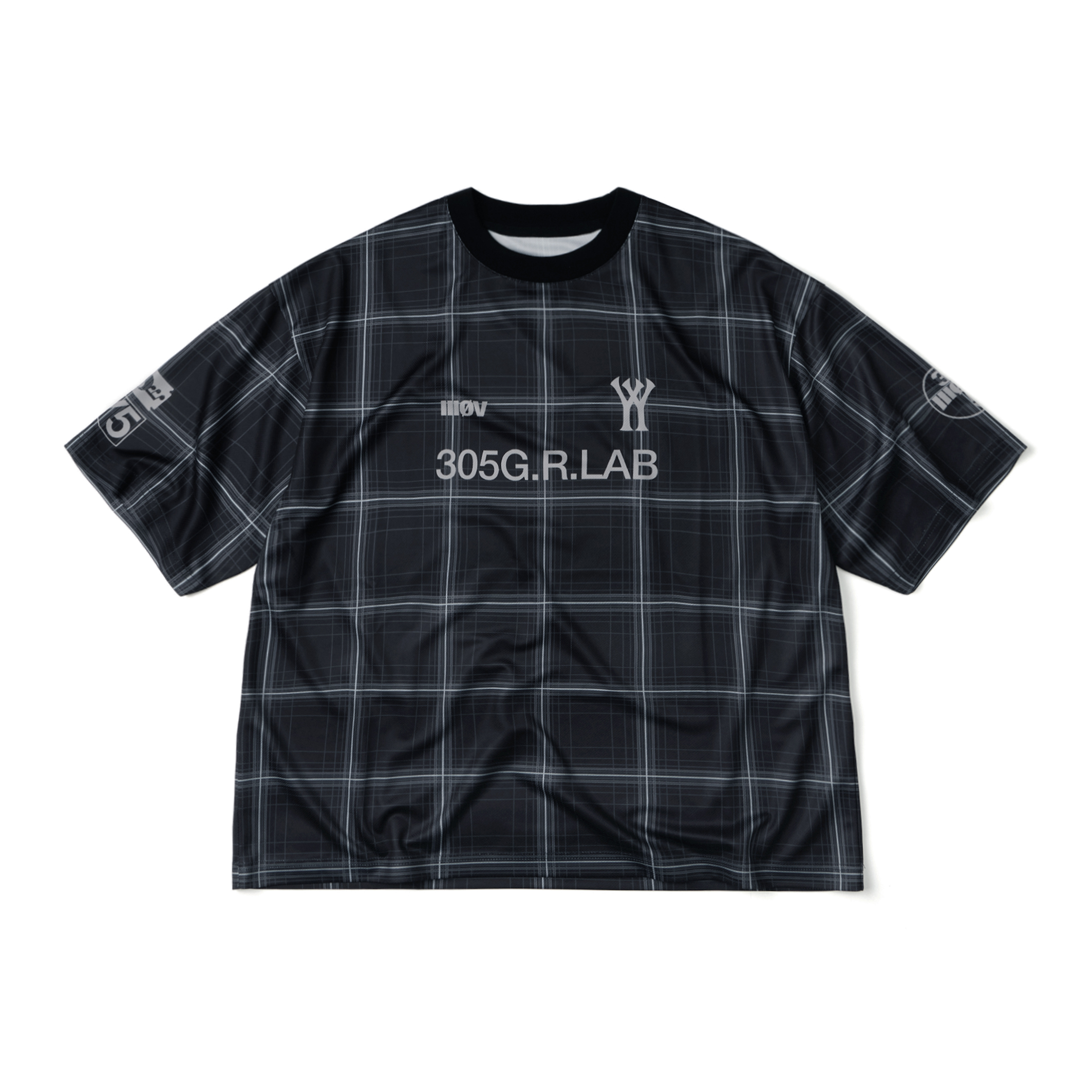 Wall of Sound - 3:42/“USD” Ufo Lab-Jersey Tee - Black Plaid