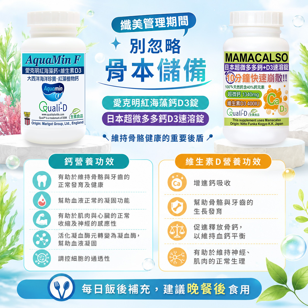 瘦瘦針 推薦補充鈣+D3