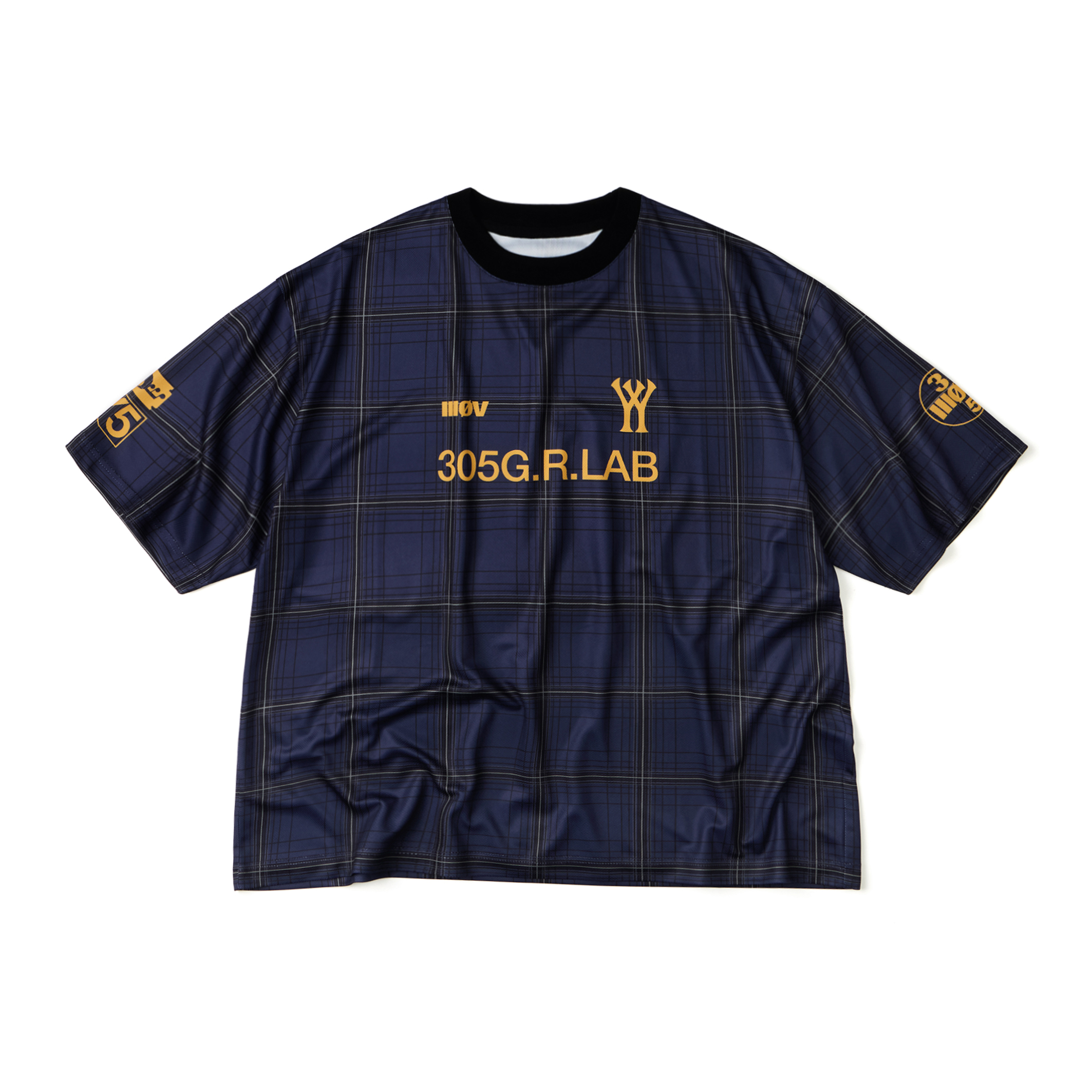 Wall of Sound - 3:42/“USD” Ufo Lab-Jersey Tee - Navy Plaid