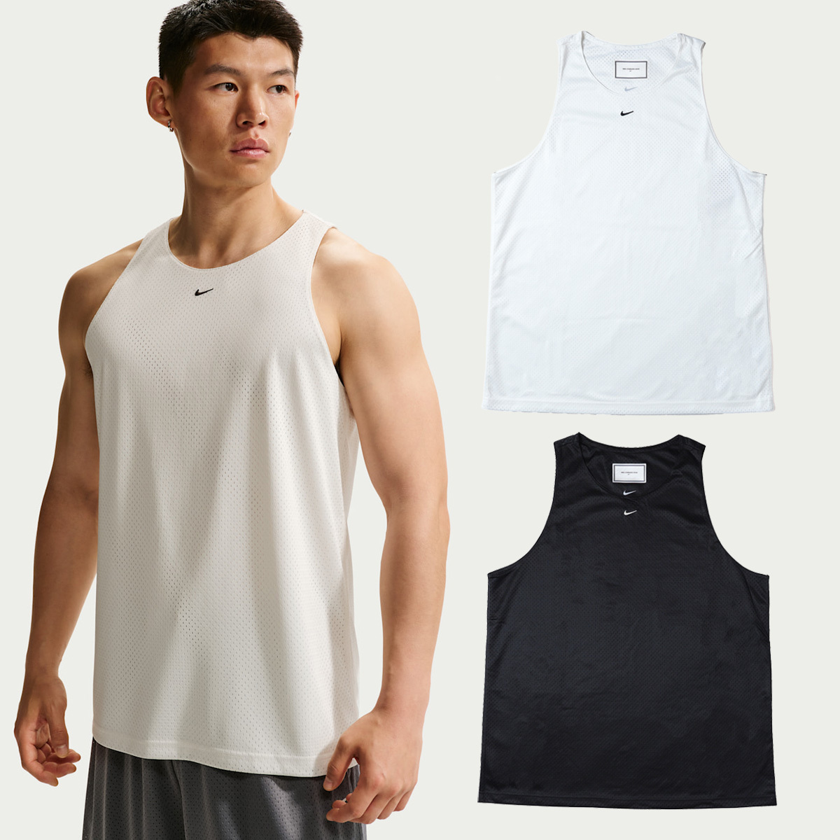 男款 NIKE DRY STANDARD ISSUE 白色 黑色 小標 網布 乾爽 刺繡LOGO 運動 球衣 背心【IF2601】NKTF NSL