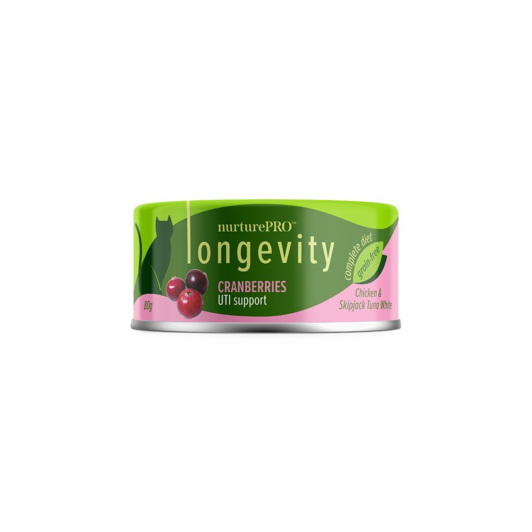 Nurture Pro Longevity 無穀物貓主食罐｜雞肉、鰹魚白肉配小紅莓 80g (Exp: Sep-2027)