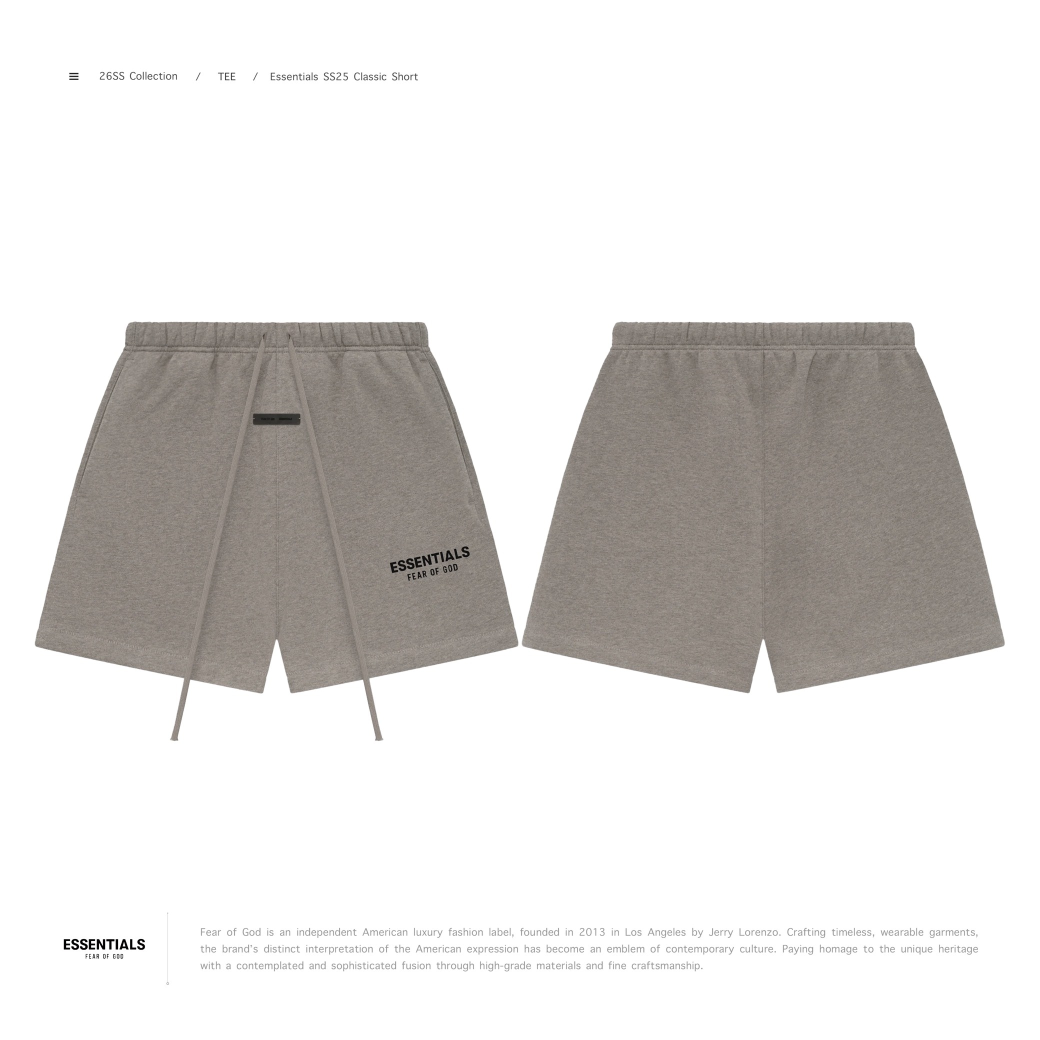[ 預約販売 ]  ESSENTIALS - SS25 Classic Short