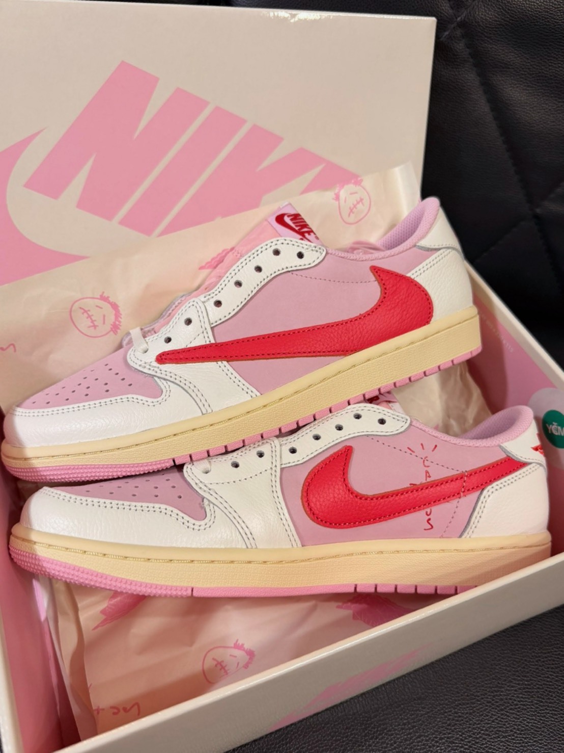 TRAVIS SCOTT X AIR JORDAN 1 LOW OG "SAIL TROPICAL PINK" 桃粉 倒勾 男鞋