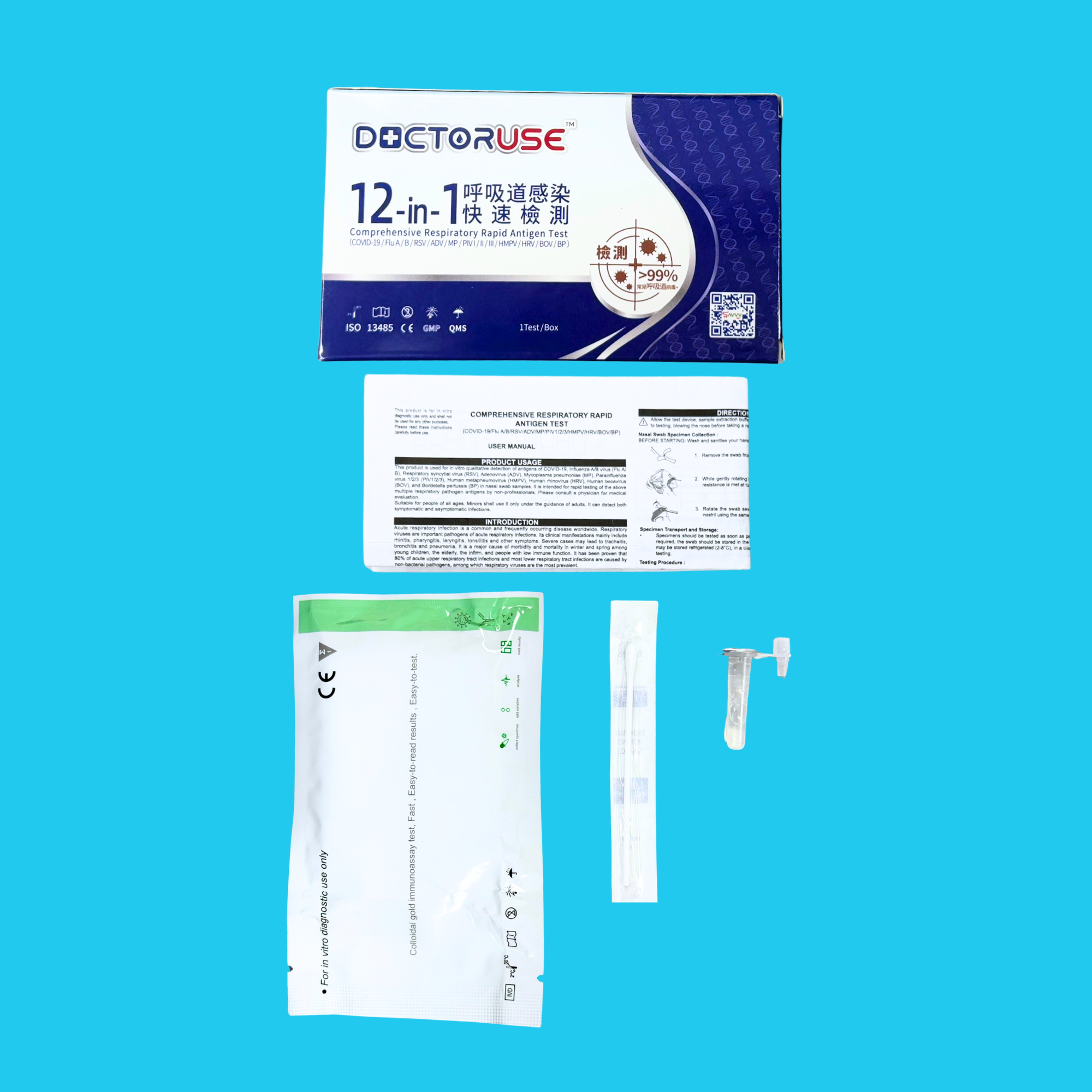 新品上架 - DOCTORUSE 12合1呼吸道感染快速檢測試劑盒