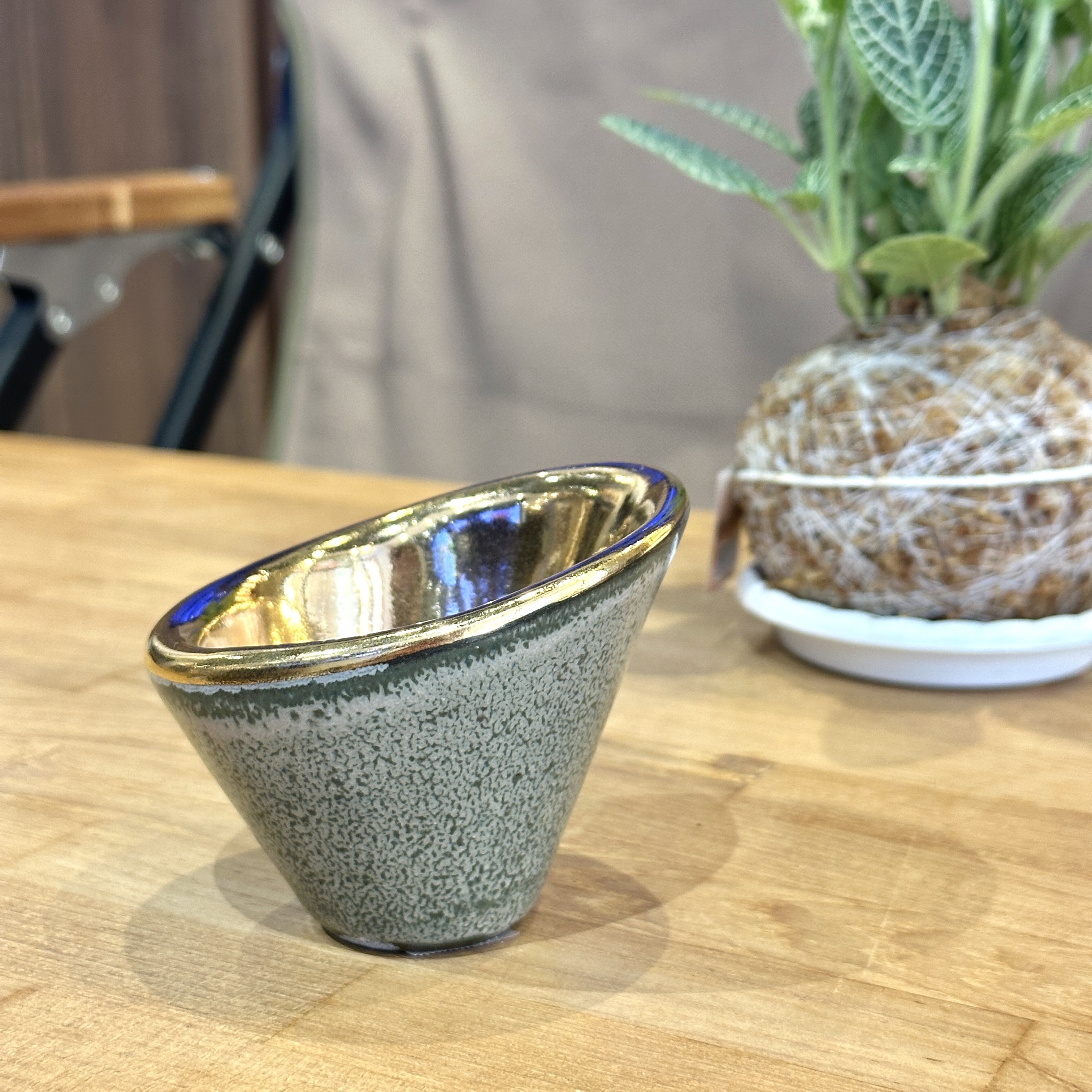 今村能章 - 陶藝斜口杯 - 金裏酵母菌紋（20260620-15）