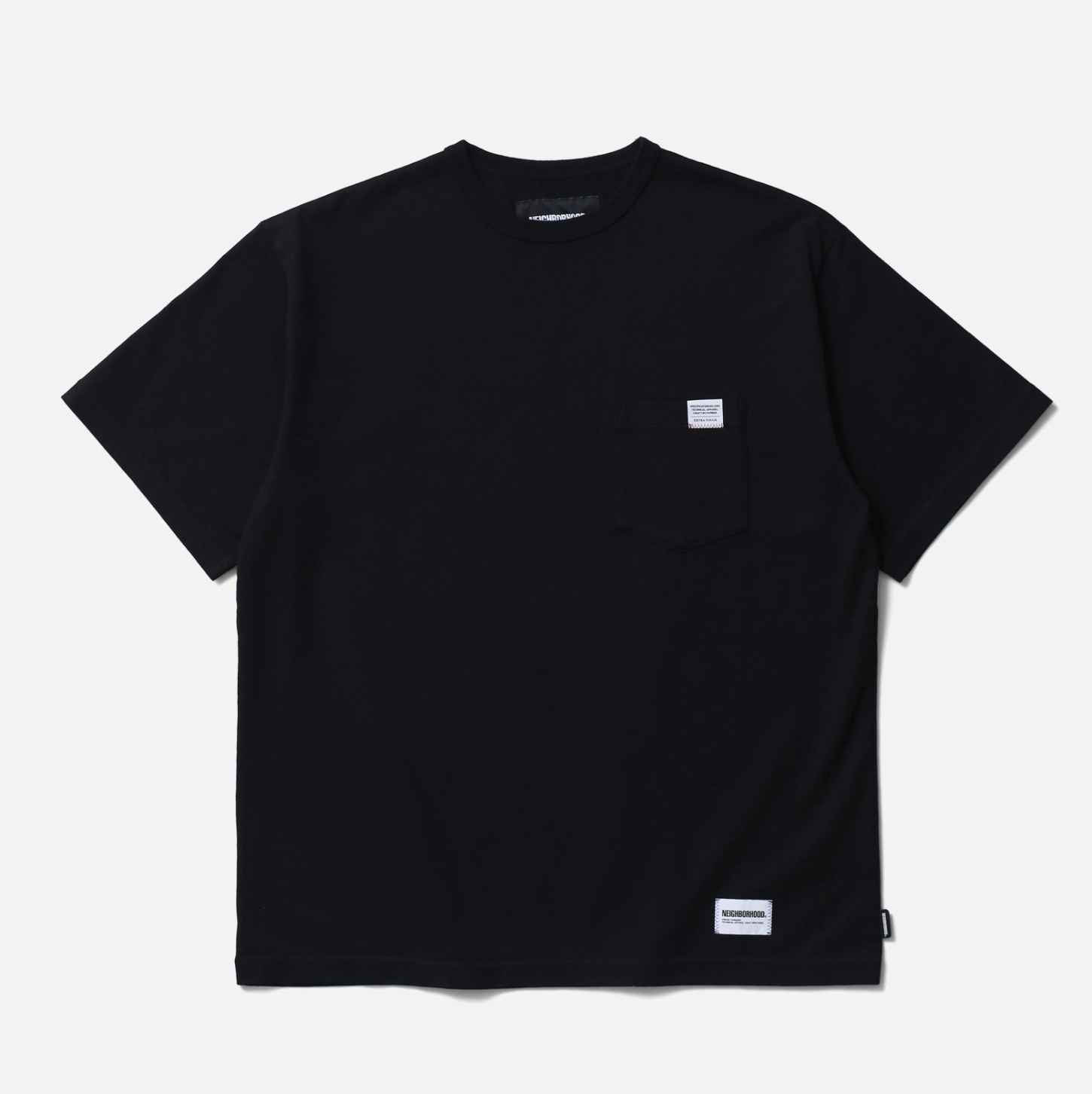 -(B3a05)-NEIGHBORHOOD  CLASSIC CREWNECK SS 口袋 咬標 縫線 短Ｔ 黑色/白色- 261FPNH-CSM04