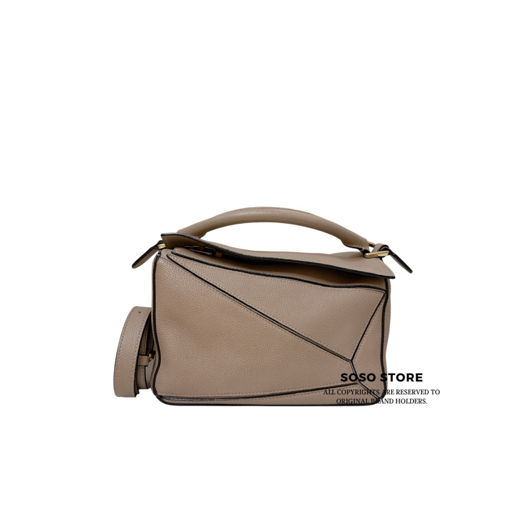 LOEWE Small Puzzle Edge Bag - Sand / GHW