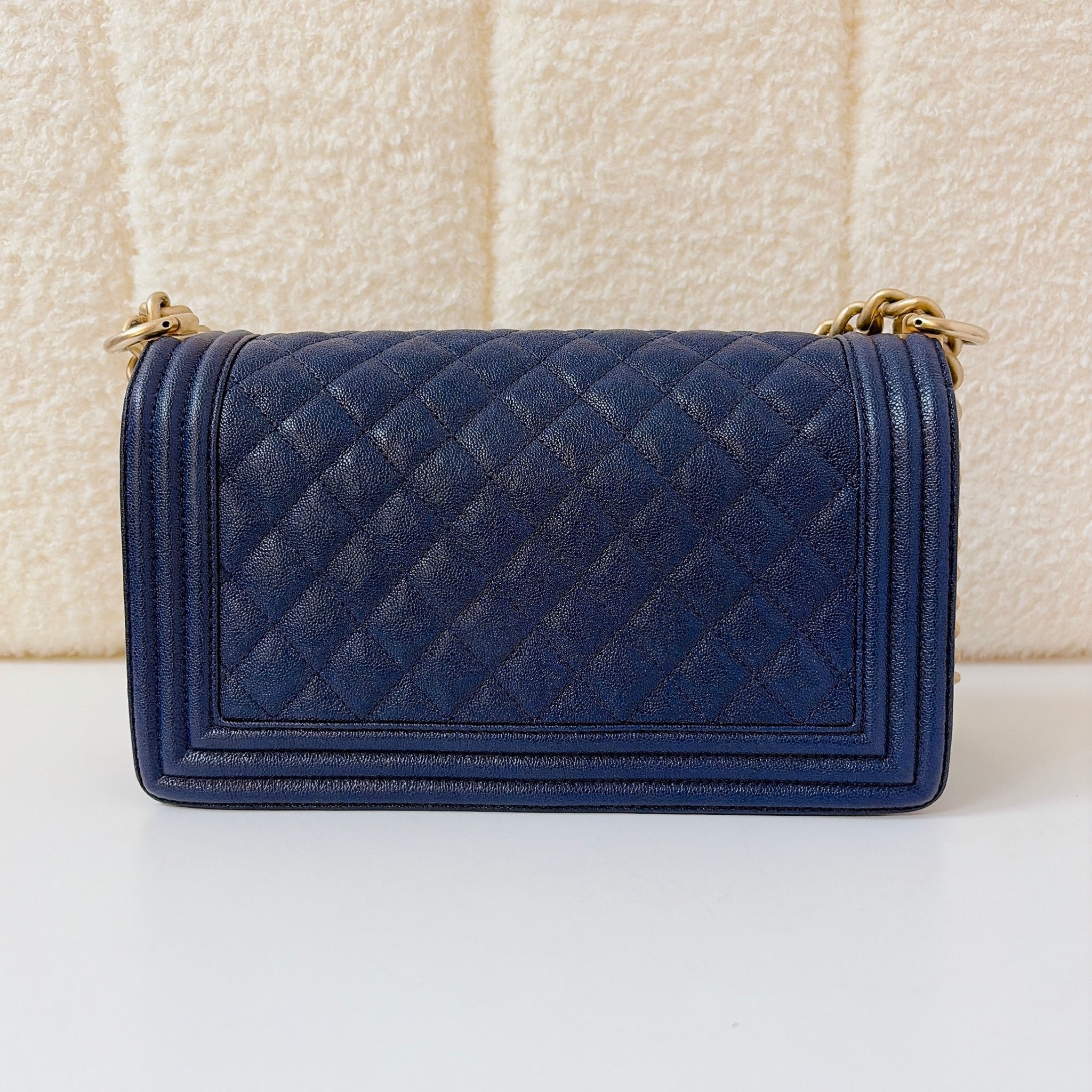 Chanel Le Boy Medium - Navy Blue / GHW