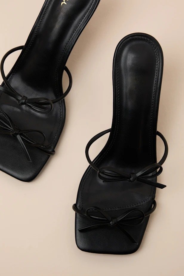Black Bow 黑色雙蝴蝶結高跟涼鞋