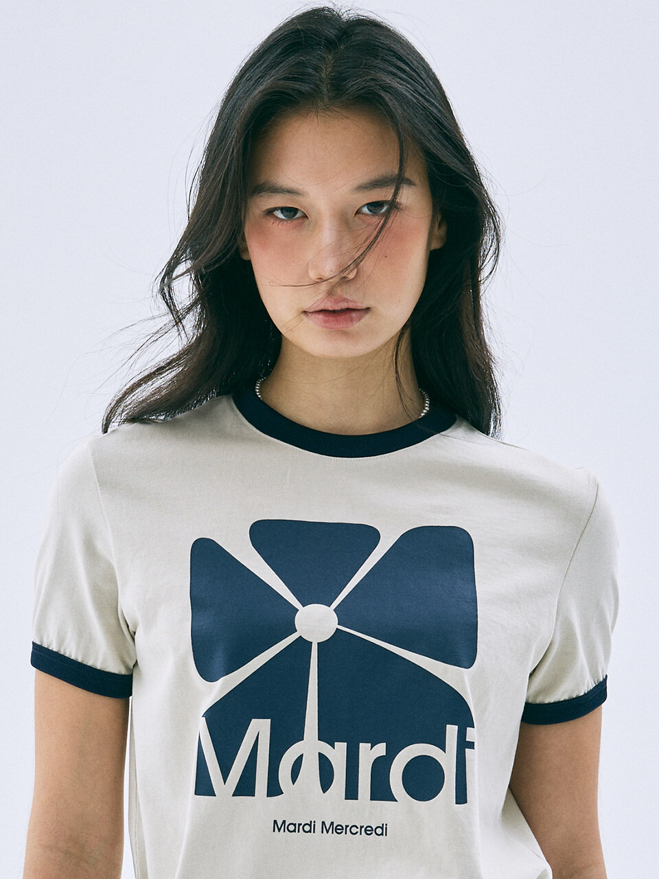 Mardi Mercredi [ACTIF] RINGER TSHIRT BIG SQUARE FLOWER