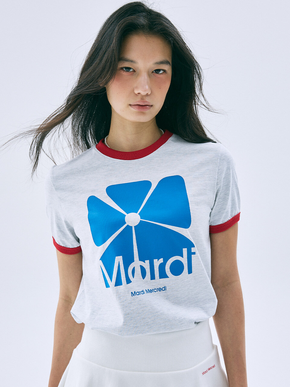 Mardi Mercredi [ACTIF] RINGER TSHIRT BIG SQUARE FLOWER