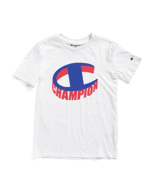 【預購】CHAMPION H062419 童裝印花短袖上衣 (白色)