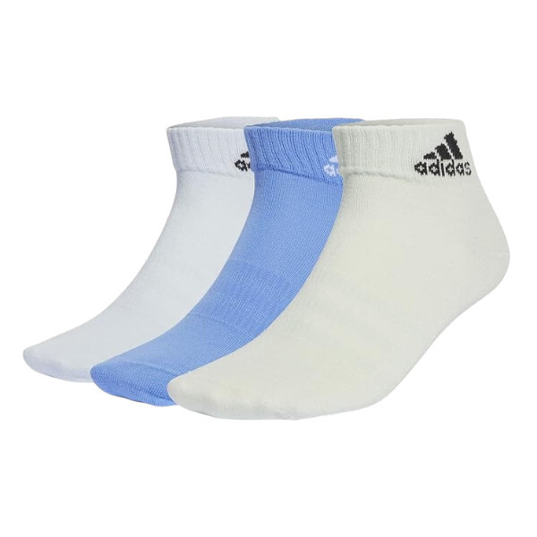ADIDAS 襪子 白藍綠 三雙一組 腳踝襪 短襪 IC1288