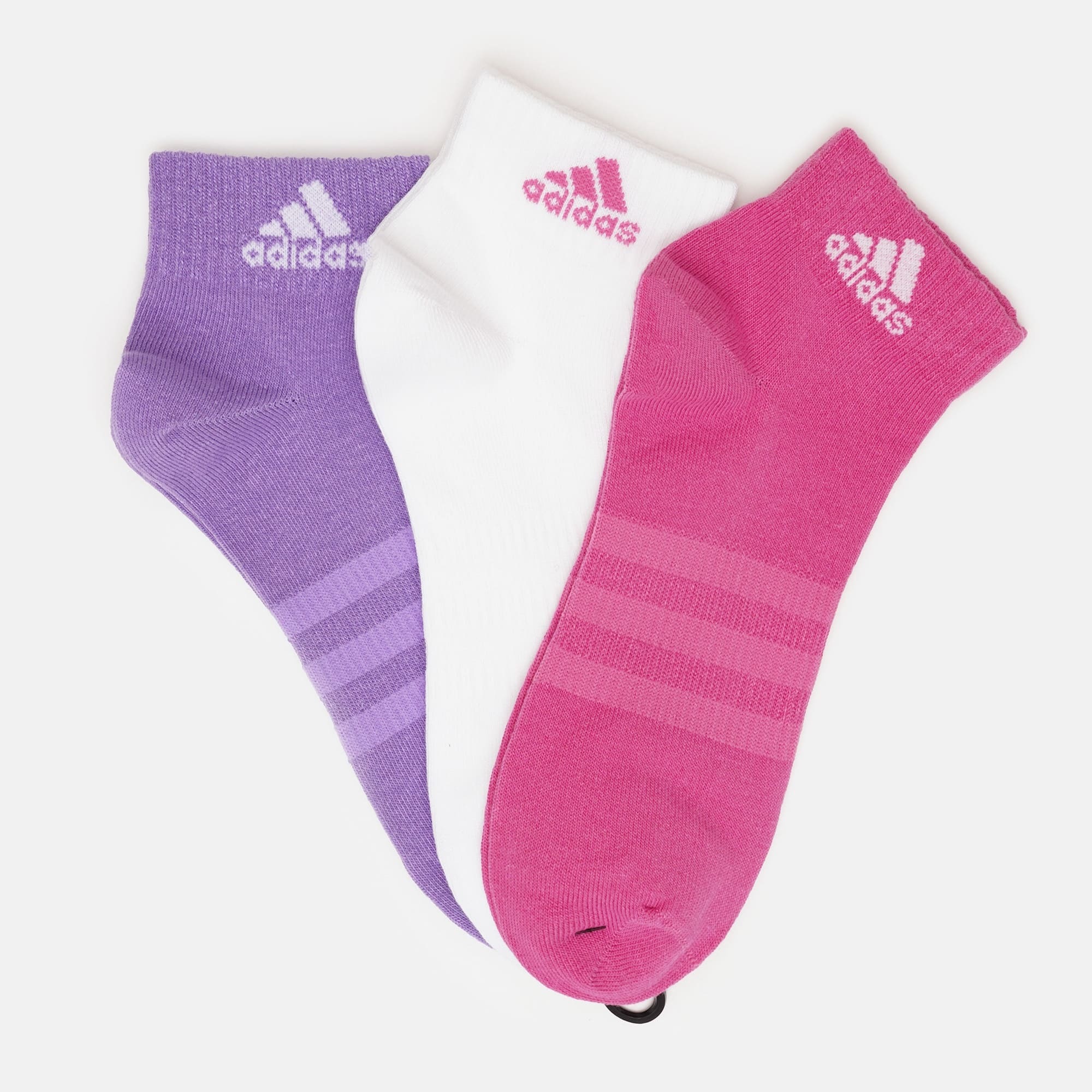 ADIDAS 襪子 白桃紫 三雙一組 腳踝襪 短襪 IC1290