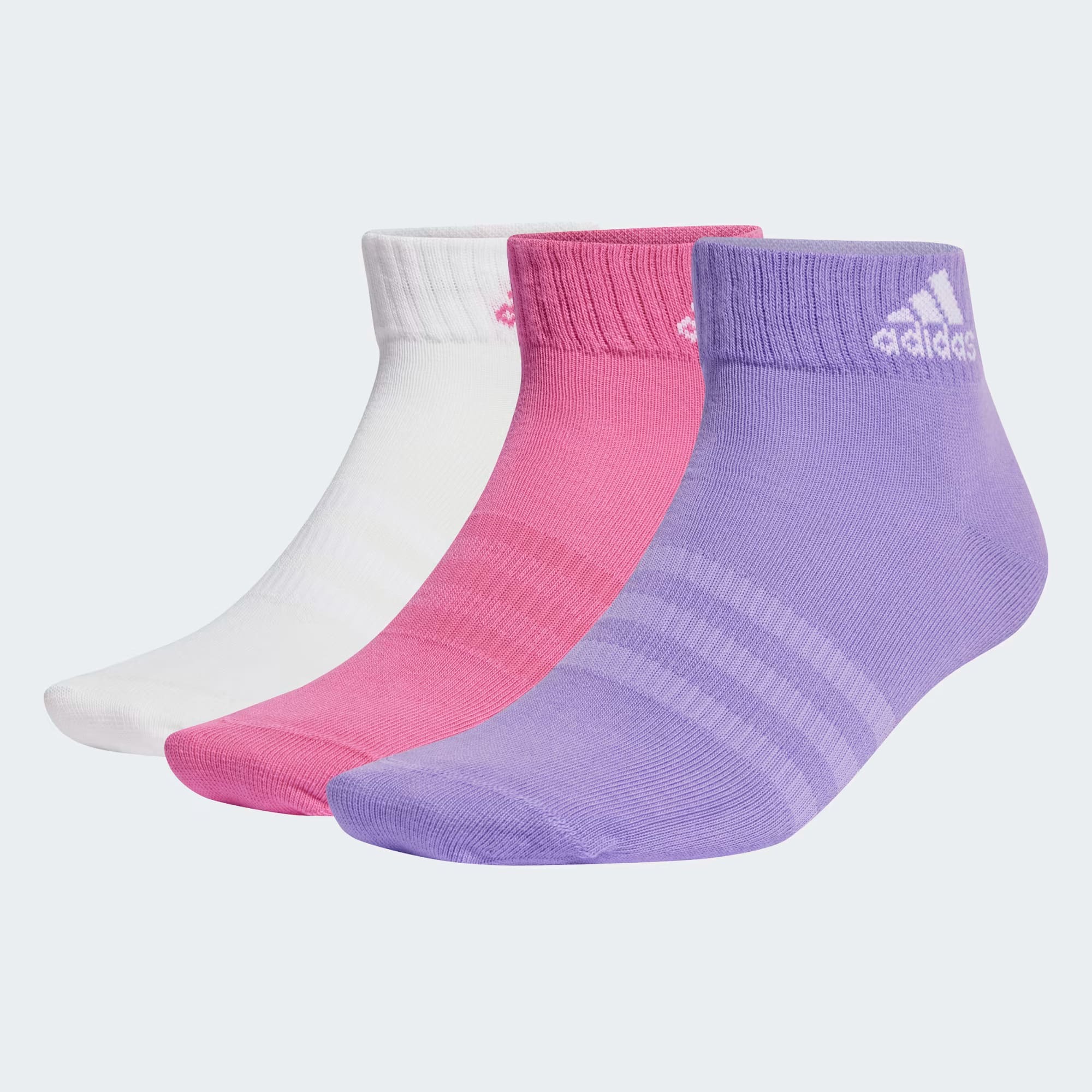 ADIDAS 襪子 白桃紫 三雙一組 腳踝襪 短襪 IC1290