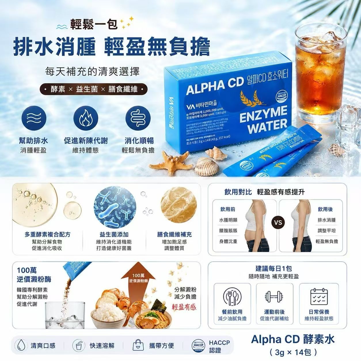 韓國🇰🇷 Alpha CD 酵素水 3g × 14包  T360（2-3星期出貨）