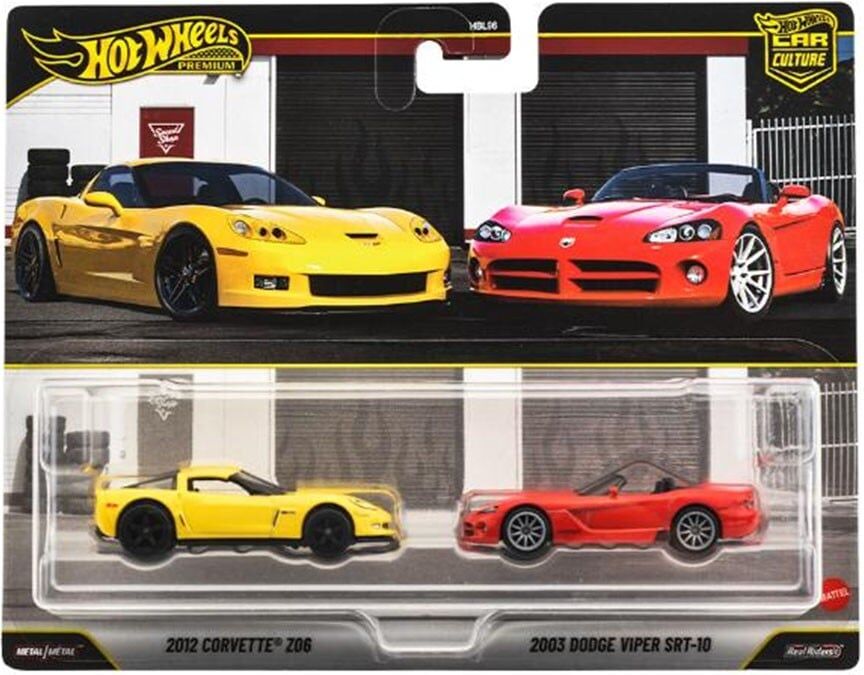 預購26/09 Hot wheels 代理版 Premium 雙車組 2012 Corvette Z06/2003 Dodge Viper SRT-10