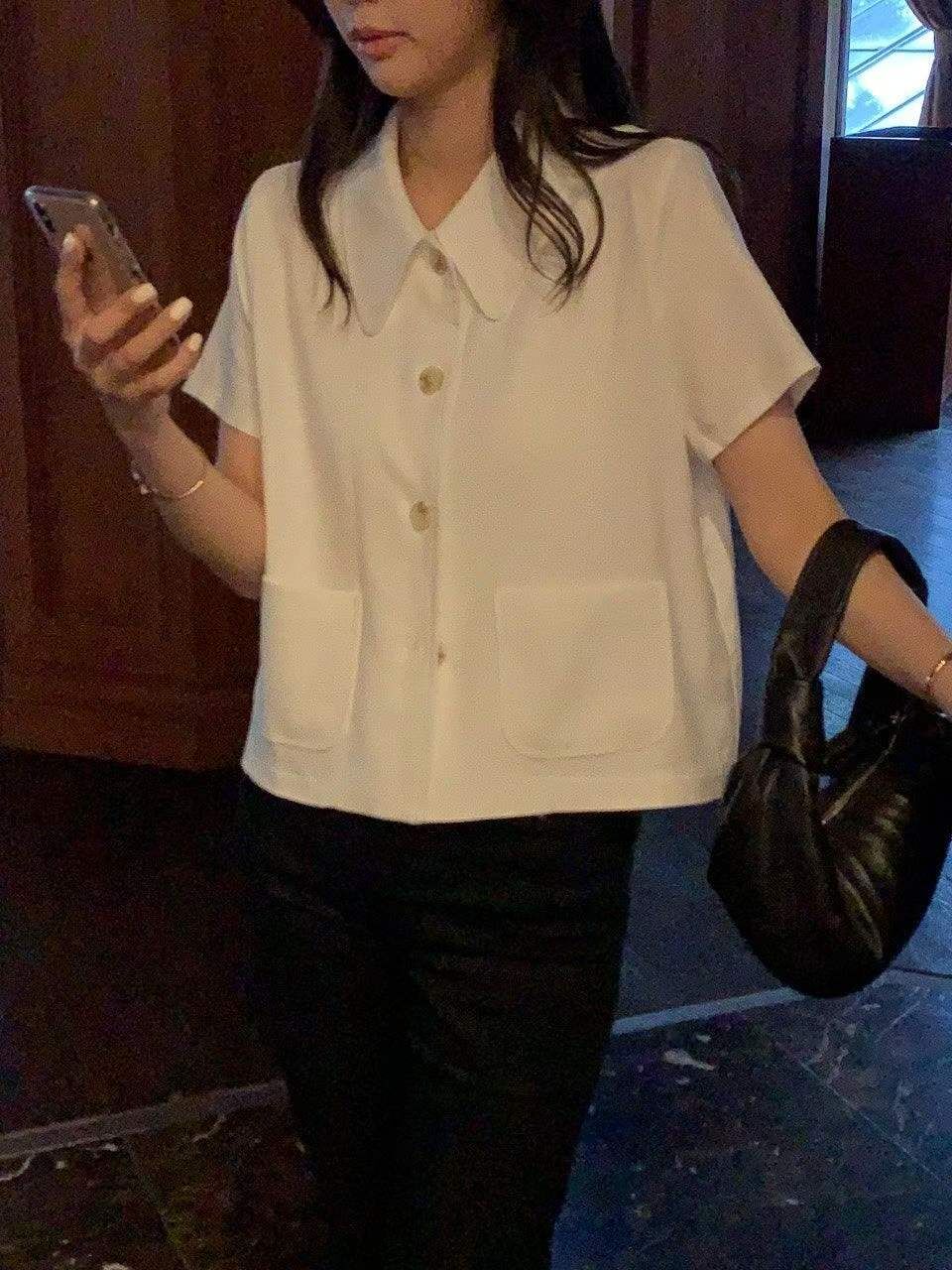 MN6336 大鈕排扣短版翻領外套