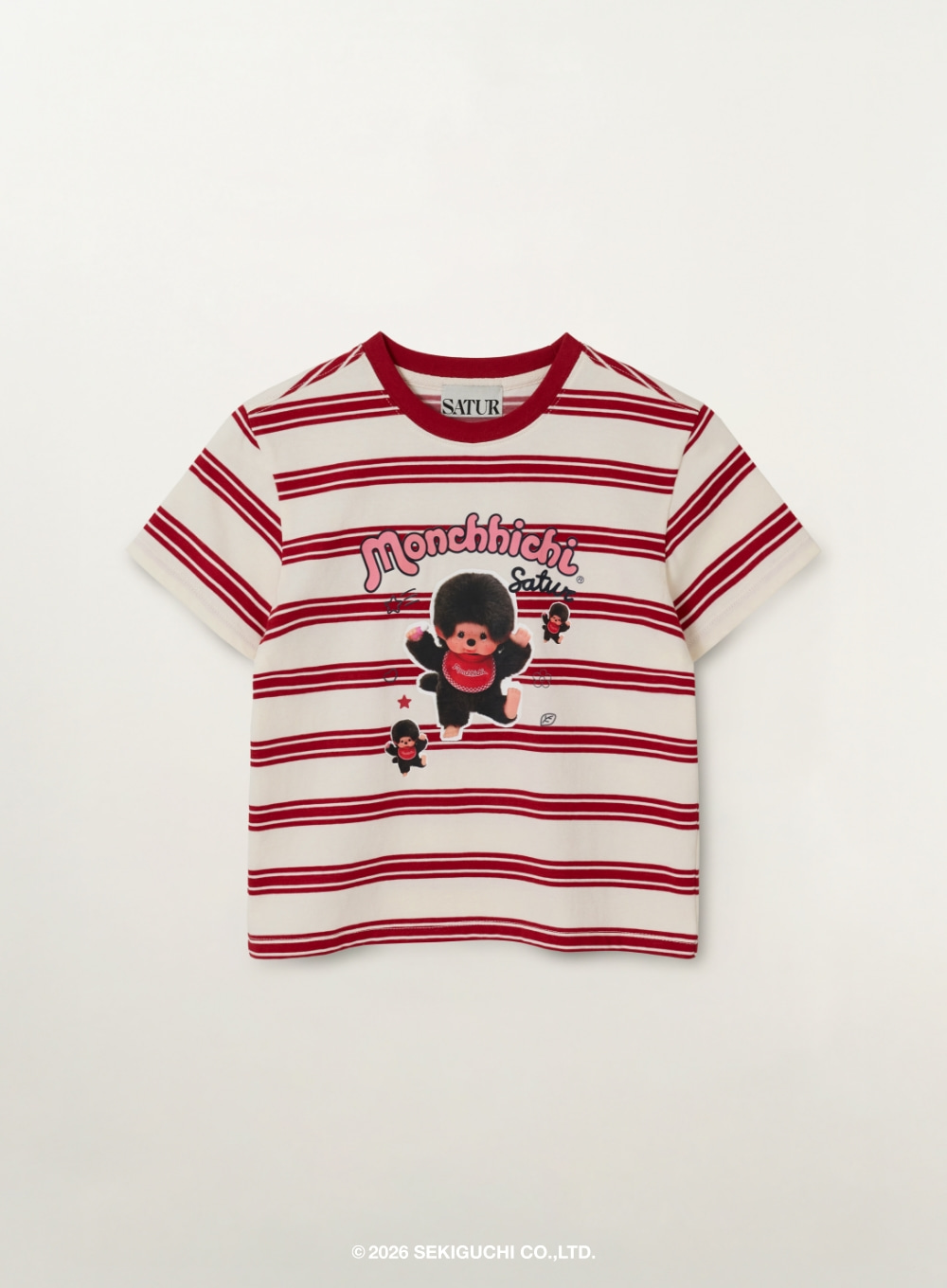 BT066 SATUR 童裝 Monchhichi 聯名條紋短袖T恤