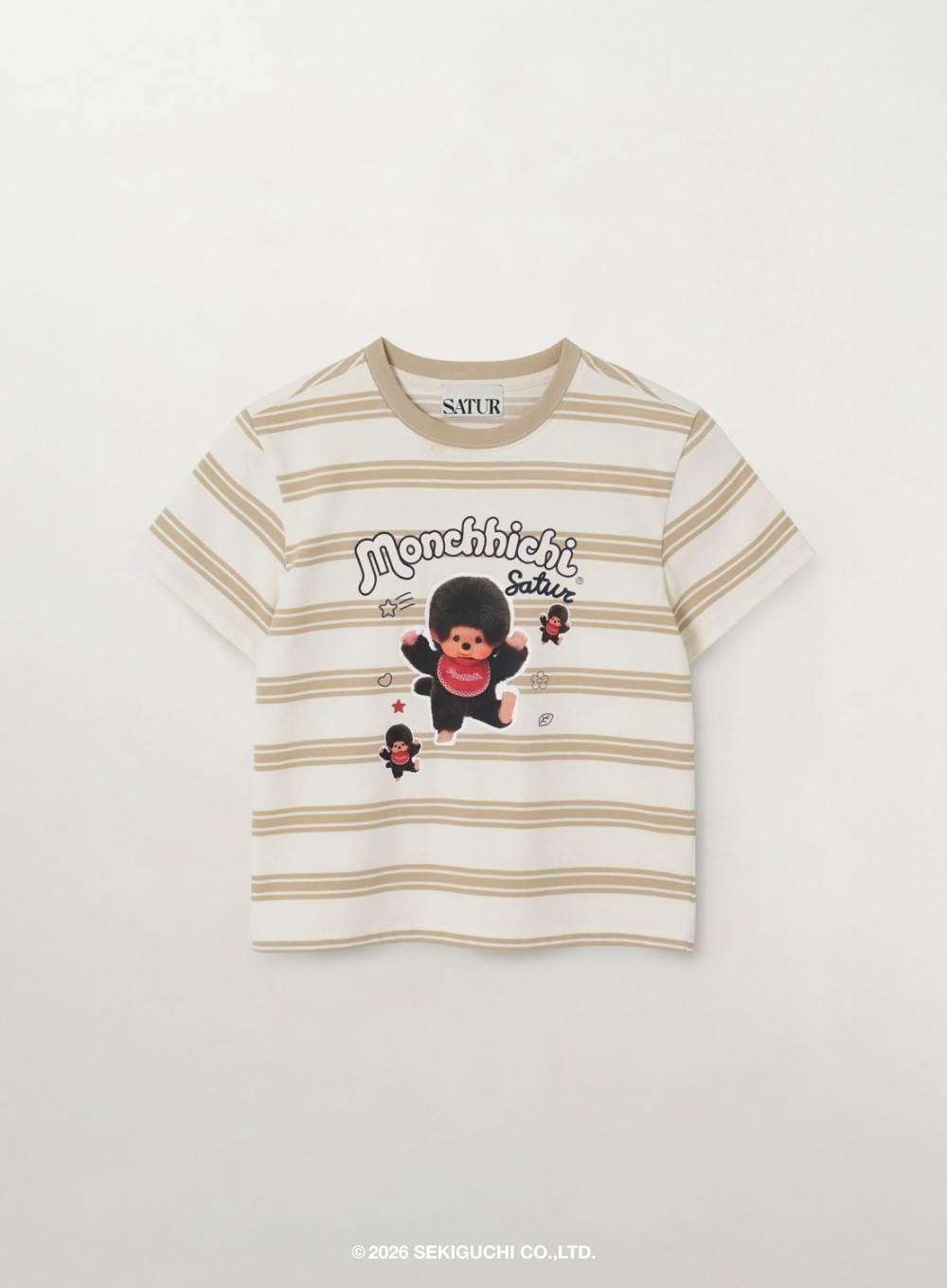 BT066 SATUR 童裝 Monchhichi 聯名條紋短袖T恤