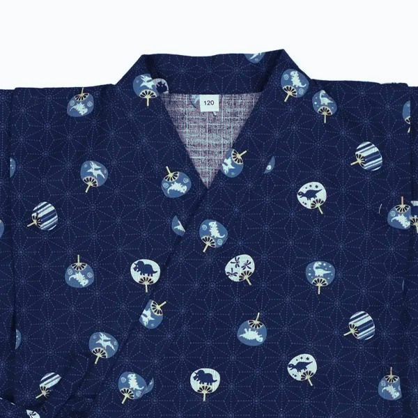 【Nishimatsuya】Dinosaur Fan 100% Cotton Jinbei Traditional Set (Blue)