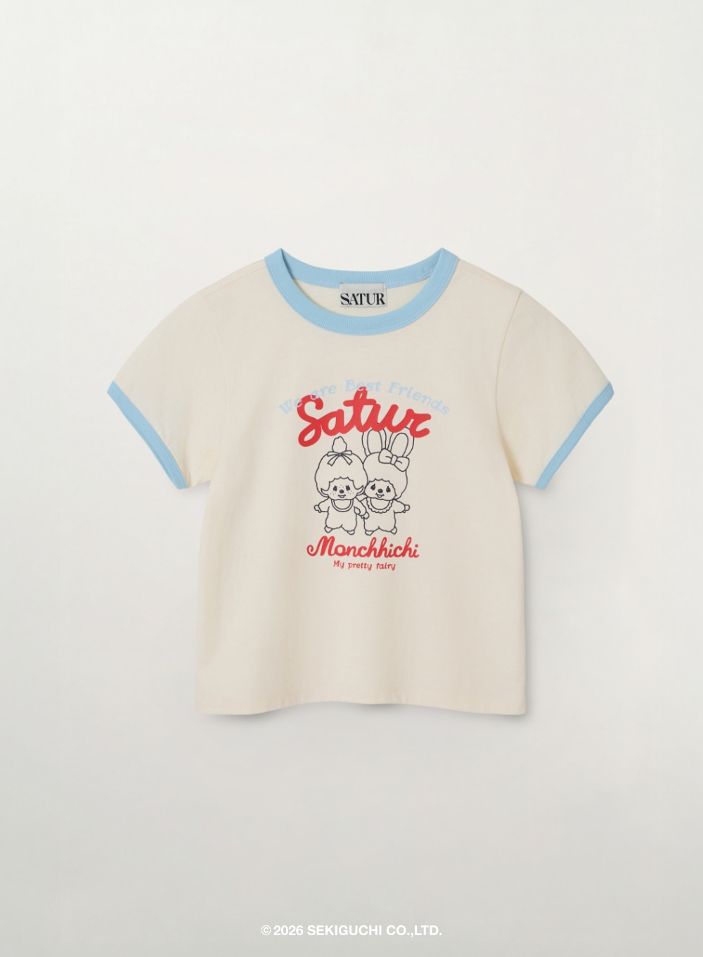 BT065 SATUR 童裝 Monchhichi 聯名撞色滾邊短袖T恤