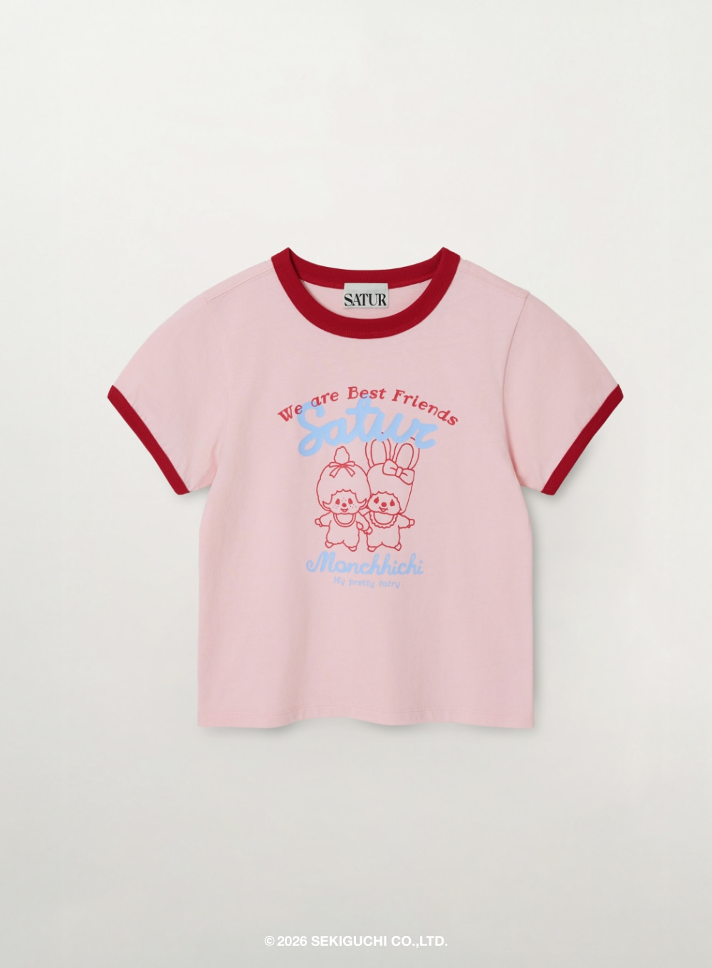 BT065 SATUR 童裝 Monchhichi 聯名撞色滾邊短袖T恤
