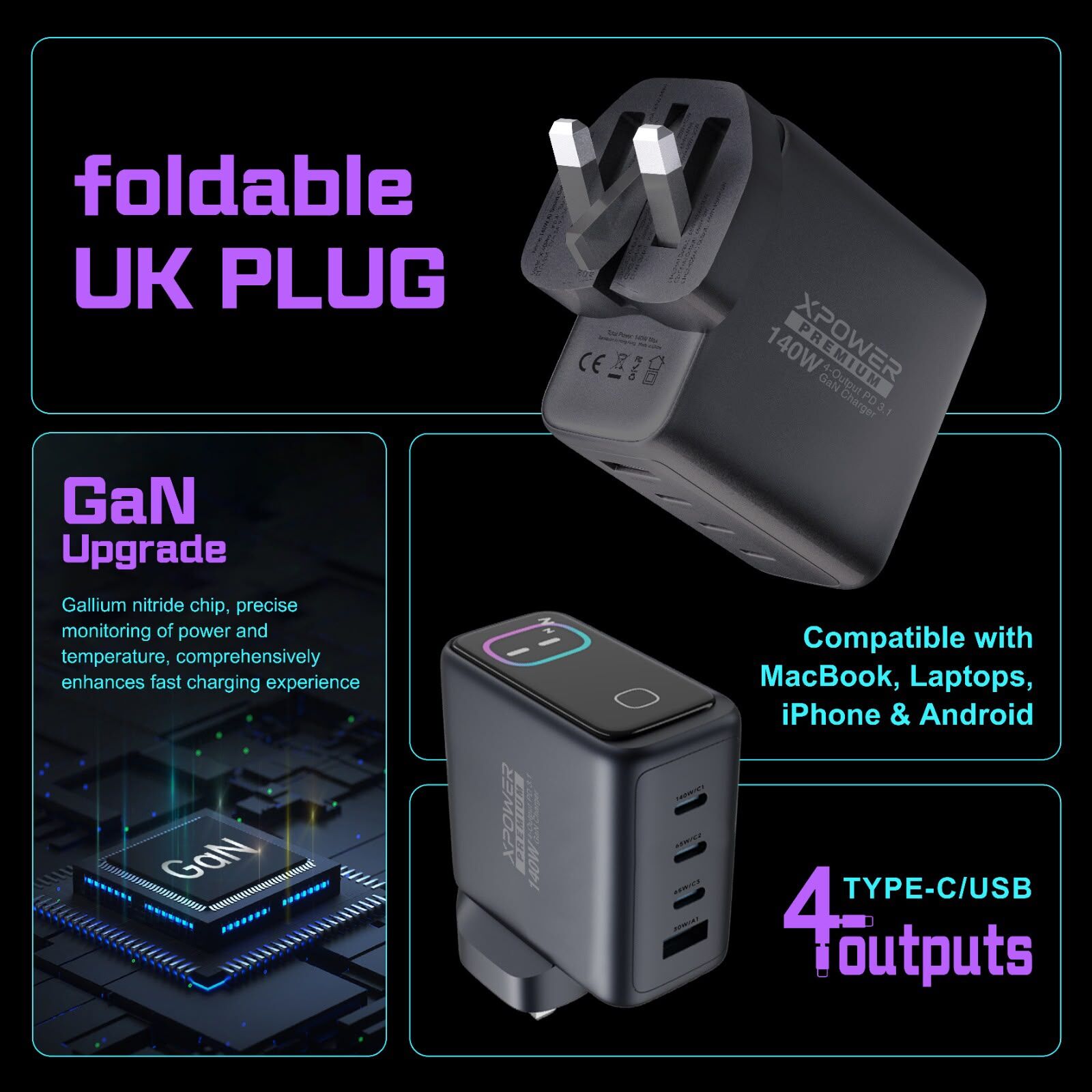 XPower PREMIUM X140Pro 140W GaN充電器｜多口PD快充（附240W Type-C線）